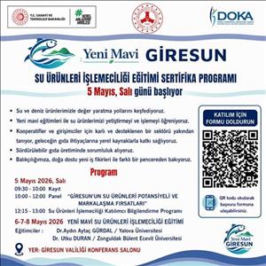 Dr. Öğr. Üyesi Aydın Aytaç GÜRDAL, “Yeni Mavi Giresun” Su Ürünleri İşlemeciliği Eğitimi Sertifika Programında Eğitmen Olarak Görev Aldı